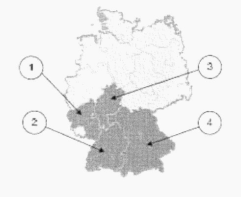 Abbildung zur Aufgabe 8. Welches Bundesland ist Baden-Württemberg?